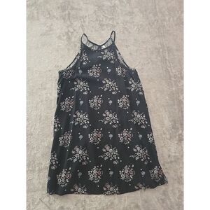 Mudd Black Floral Halterneck Dress Women's Size L‎ Summer Boho